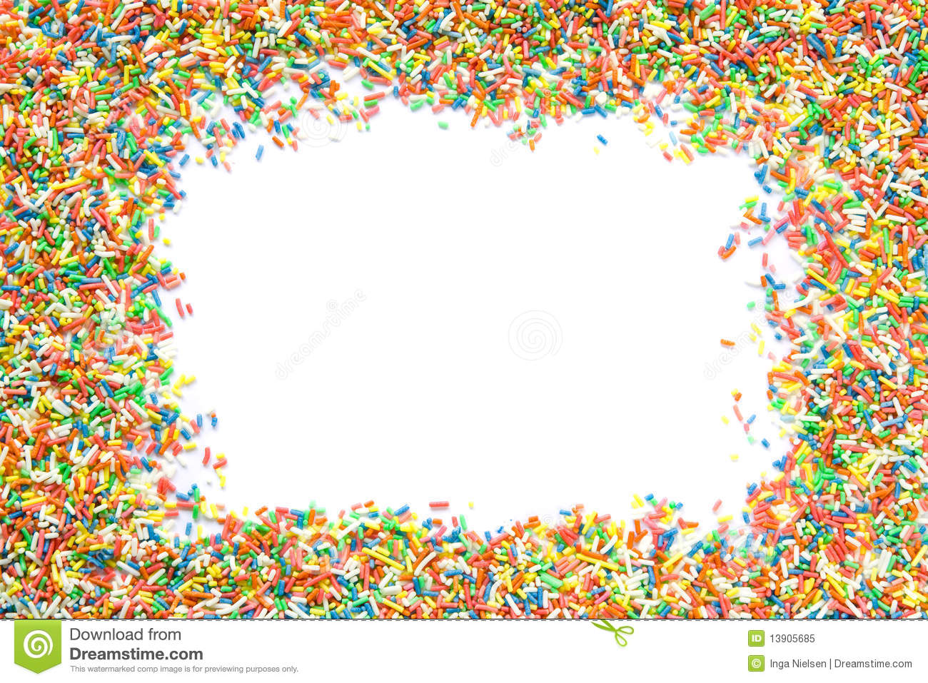 White Blank Copy Space Framed By Colorful Frame Of Sugar Sprinkles