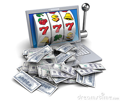 3d Illustration Of Jackpot With Laptop And Money