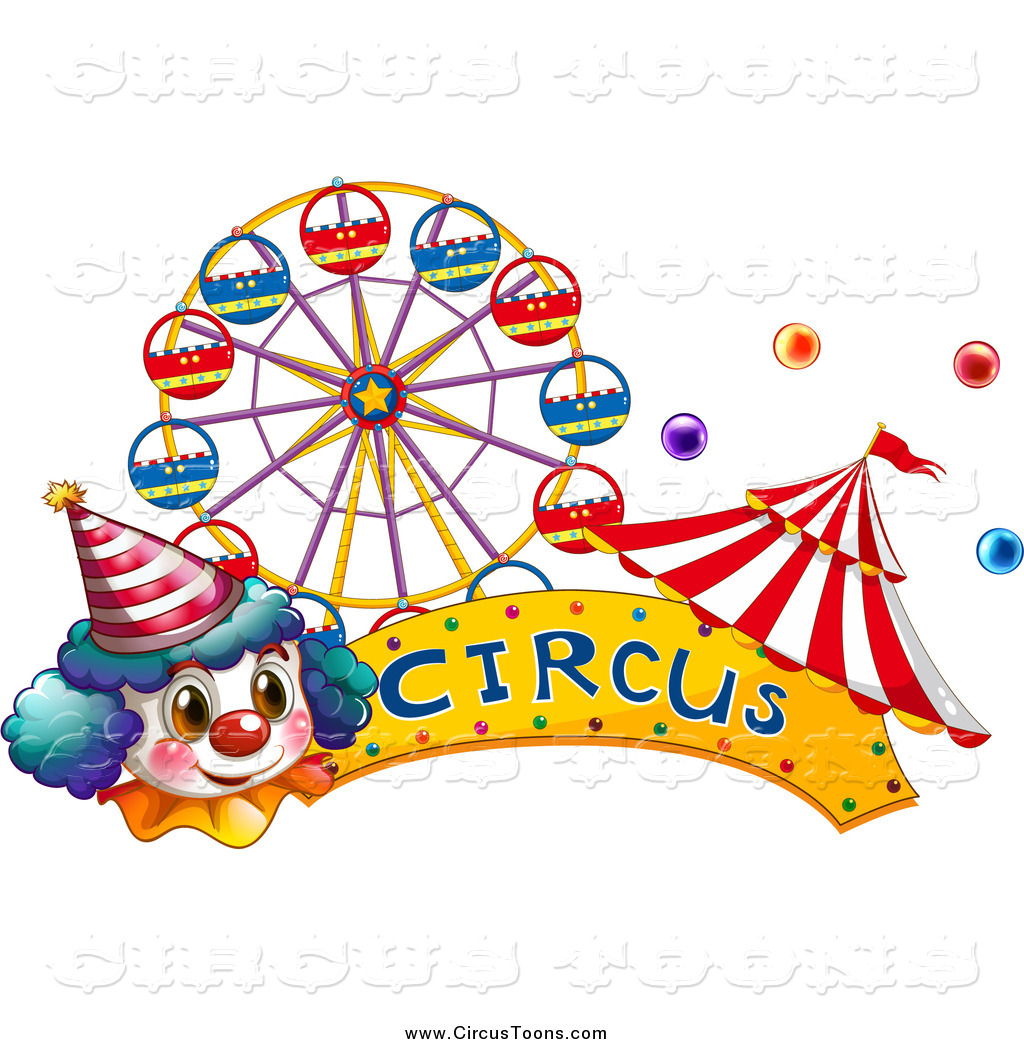 Circus Clipart Of A Clown Face With A Banner Big Top Tent And Carnival