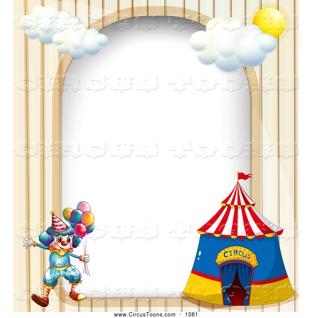 Circus Clown And Big Top Arch Border Clown And Blank Parchment Page