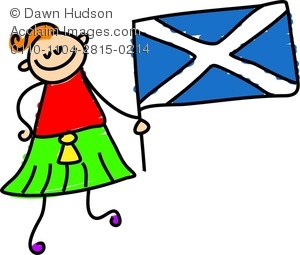 Clipart Image Of A Happy Little Boy Holding A Scottish Flag