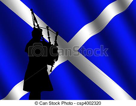 Scottish Flag   Bag Piper In Kilt With    Csp4002320   Search Clipart
