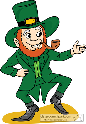 St Patricks Day   Dancing Irish Leprechaun    Classroom Clipart