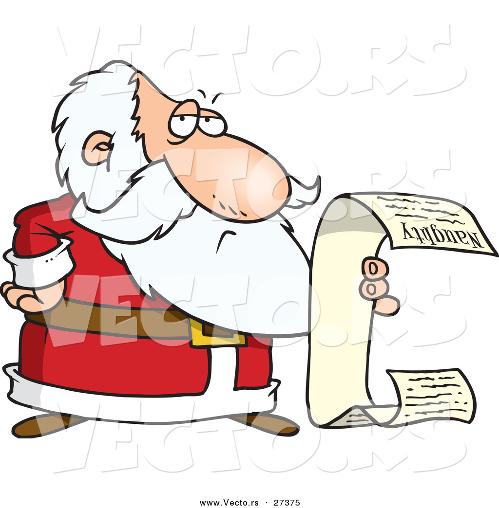 Art Of Santa Reading List Royalty Free Naughty Stock Designs Image