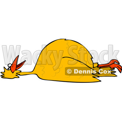 Clipart Dead Yellow Bird On Its Back   Royalty Free Vector