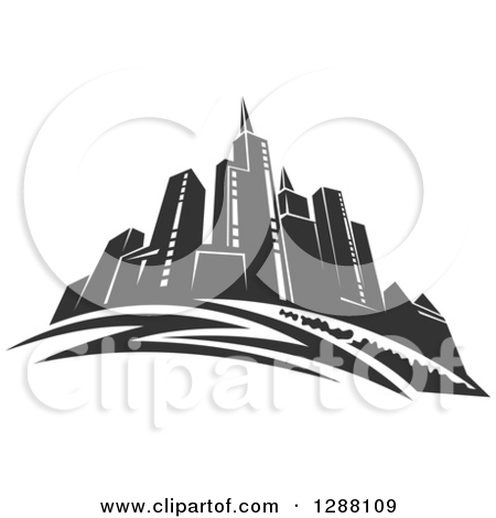 Dark Gray City Skyscraper Skyline 2 By Seamartini Graphics