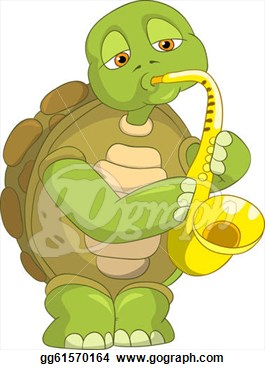 Illustrations   Funny Turtle  Saxophonist   Stock Clipart Gg61570164