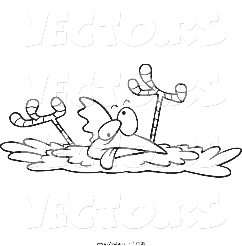 Of A Cartoon Boneless Chicken   Coloring Page Outline By Ron Leishman