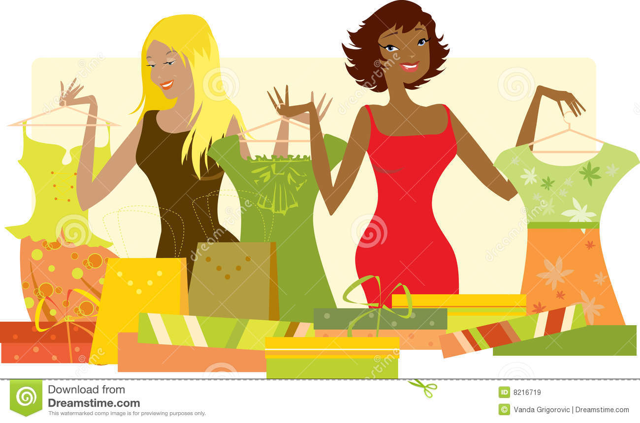 Women Shopping For New Clothes Royalty Free Stock Images   Image