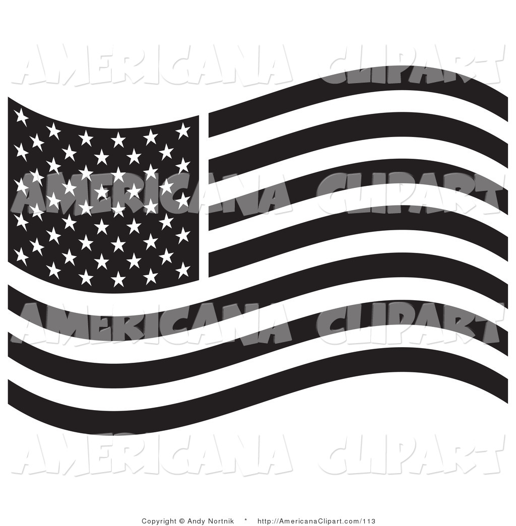 Americana Vector Clip Art Of A Black And White American Flag