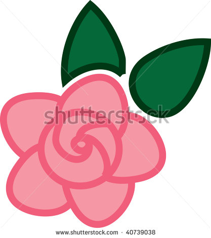 Clip Art Illustration Of A Pink Rose With Color Outlining    40739038