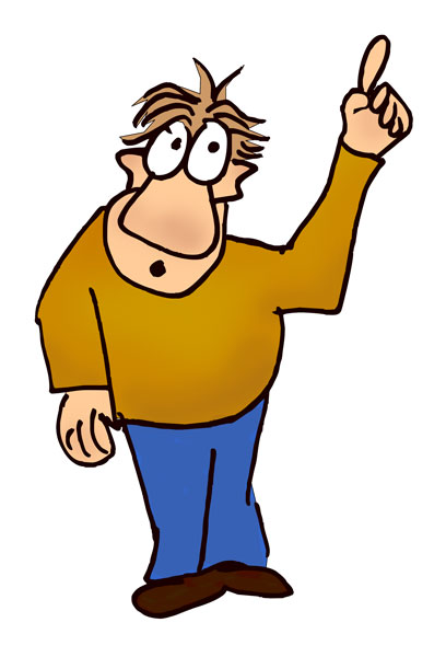 Funny Man Pointing Up  White Background    Silly Characters Clip Art