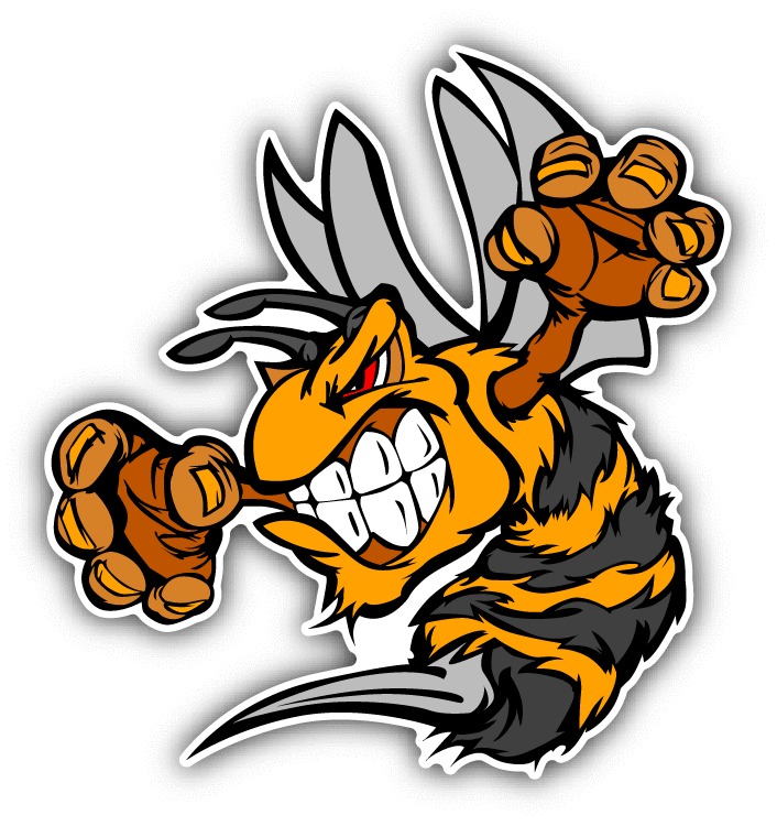 Bee Hornet Fighting Mascot Cartoon Car Bumper Sticker Decal 5 X