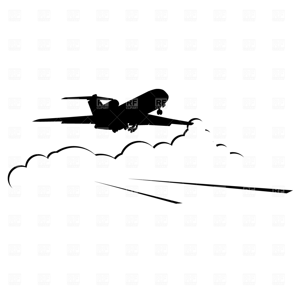 Clipart Catalog Silhouettes Outlines Jet Airplane Landing Download