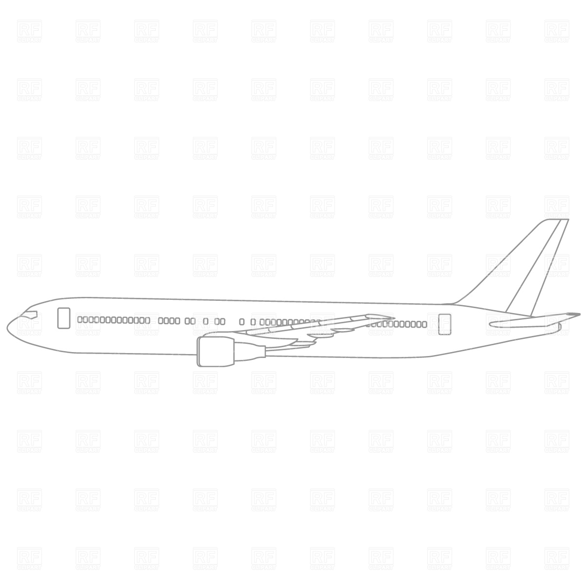 Jet Airplane Outline 745 Download Royalty Free Vector Clipart  Eps