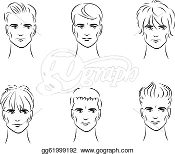 Options For Men S Hairstyles From The Front  Stock Clip Art Gg61999192