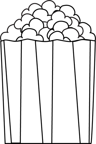 Popcorn Clip Art Image   Black And White Outline Of Popcorn In A Box