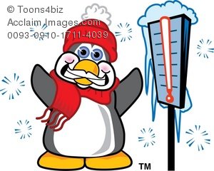 Prints   Poster Print Of Clipart Cartoon Penguin In Freezing Weather