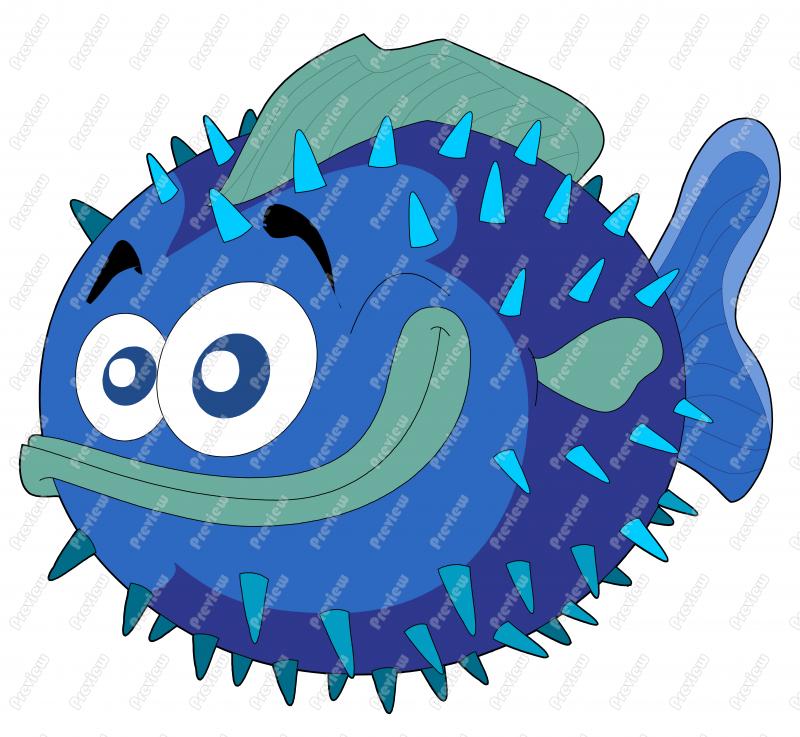 Puffer Fish Clip Art   Royalty Free Clipart   Vector Cartoon Drawing
