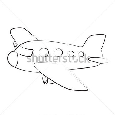 Transportation   Black Outline Vector Airplane On White Background