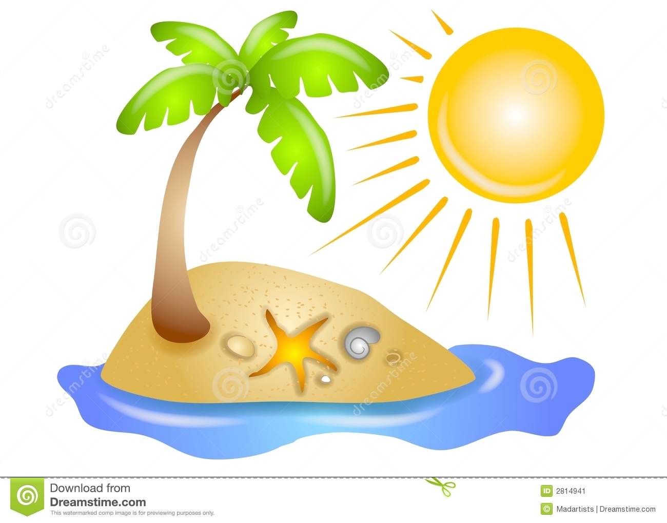 Beach With Palm Tree Clipart Deserted Island Palm Tree Royalty Free    