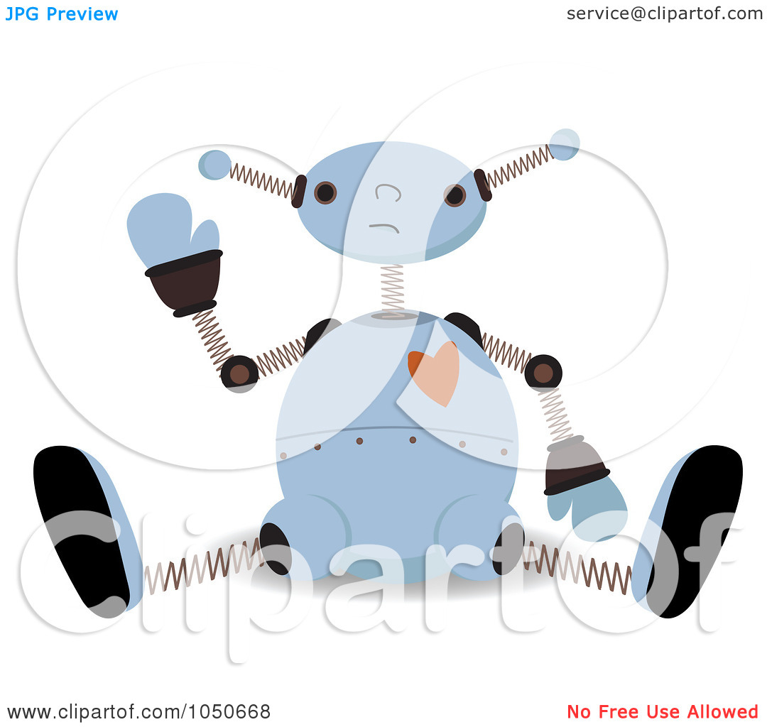 Clip Art Illustration Of A Valentine Robot Sitting And Waving By Mheld