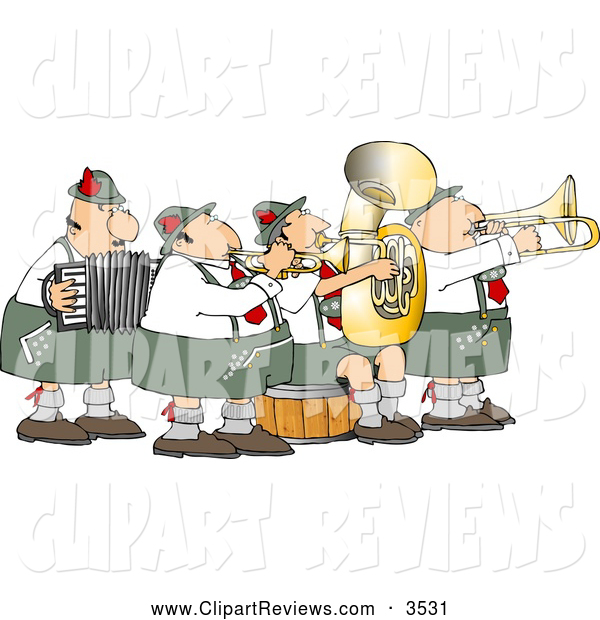Clip Art Of A Cute German Band Playing Musical Instruments Together By