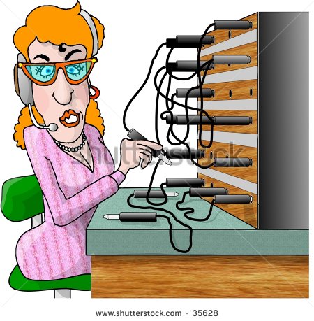 Clipart Illustration Of Woman Working An Old Fashioned Phone