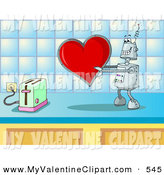 Valentine S Clipart Of A Silly Metallic Robot In Love Holding A Red