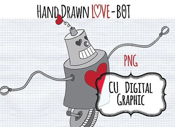 Valentine S Digital Clipart Love Robot Instant By Digibonbons  2 50