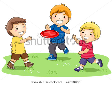 Children Playing Frisbee In The Park   Vector   49519903