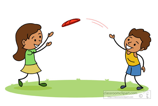 Recreation   Two Kids Playing With Frisbee   Classroom Clipart