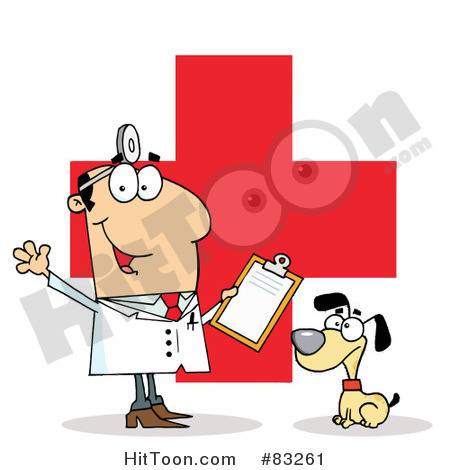 Royalty Free  Rf  Clipart Illustration Of A Male Vet With A Dog Over A