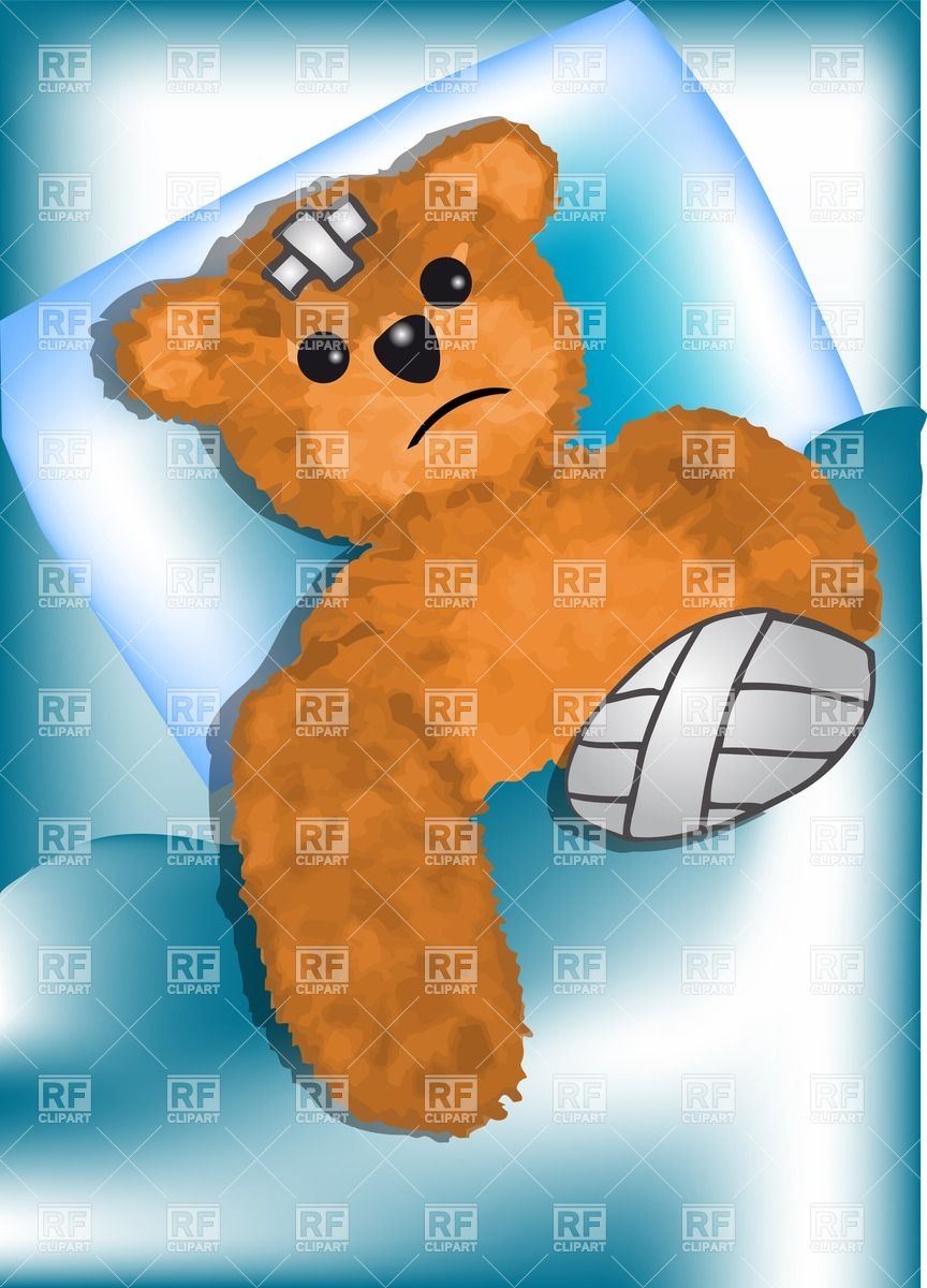Sad Teddy Bear With Bandage 25769 Download Royalty Free Vector