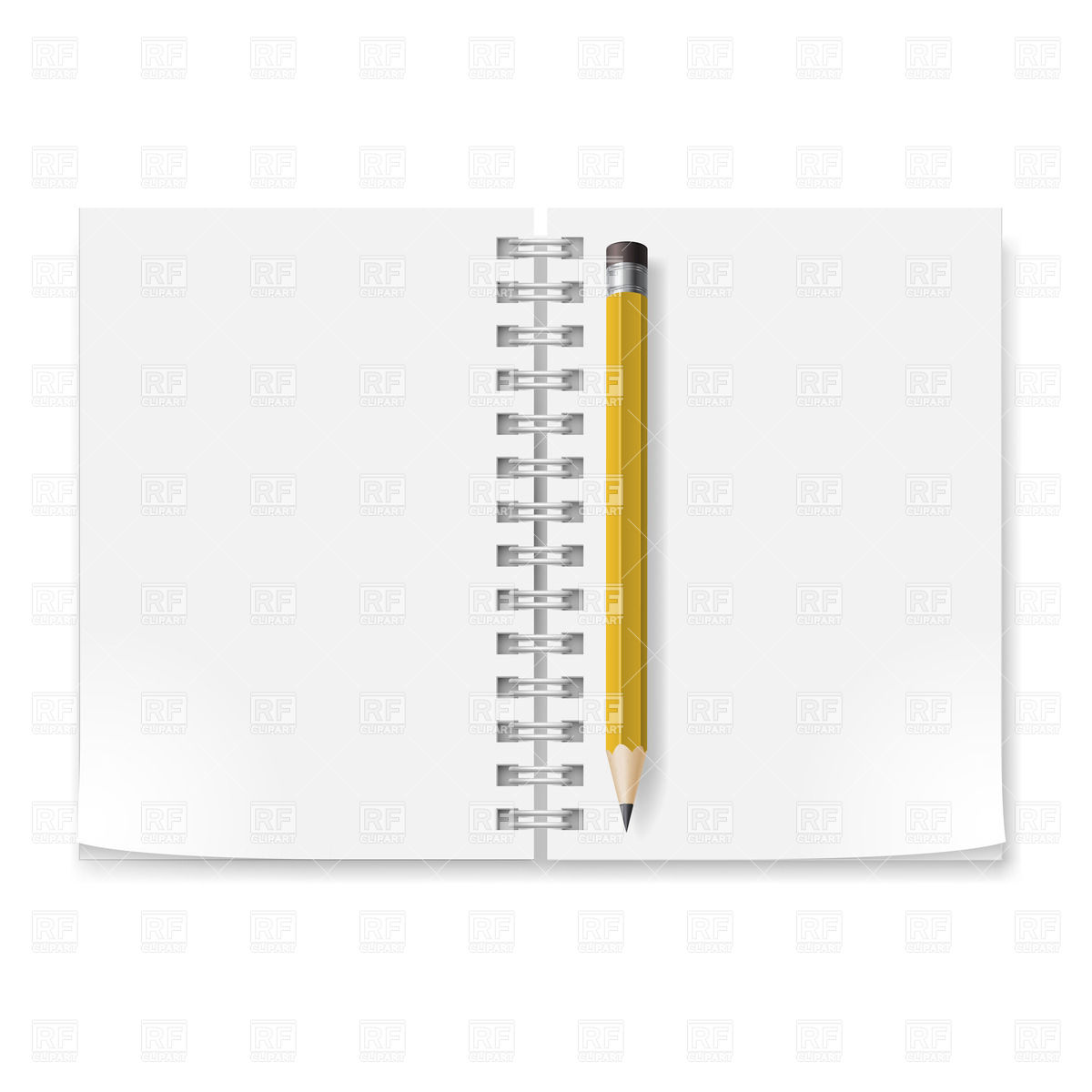 Spiral Notepad With Blank Pages And Yellow Pencil Download Royalty