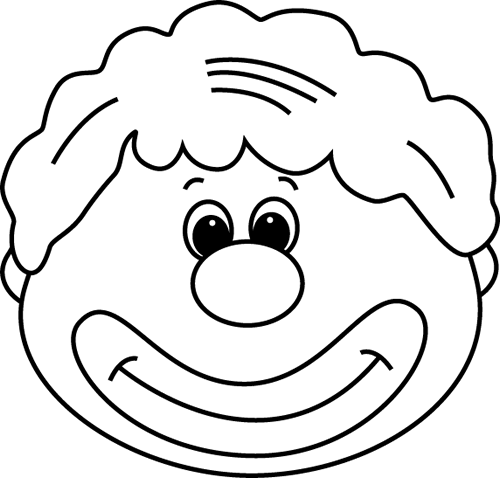 Black And White Clown Face Clip Art   Black And White Clown Face Image