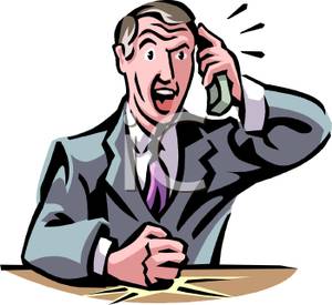 Businessman Getting Irrate On The Phone   Royalty Free Clipart