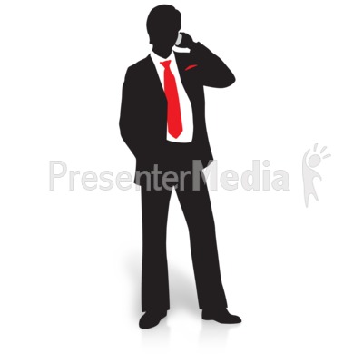 Businessman Silhouette Phone Presentation Clipart