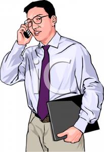 Businessman Talking On A Cellphone   Royalty Free Clipart Picture