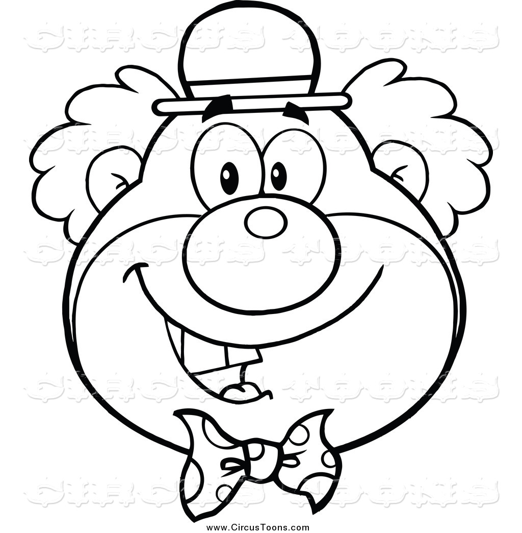 Circus Clipart Of A Black And White Happy Clown S Face By Hit Toon