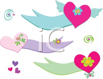 Collection Of Whimsical Heart Banners Royalty Free Clip Art Picture