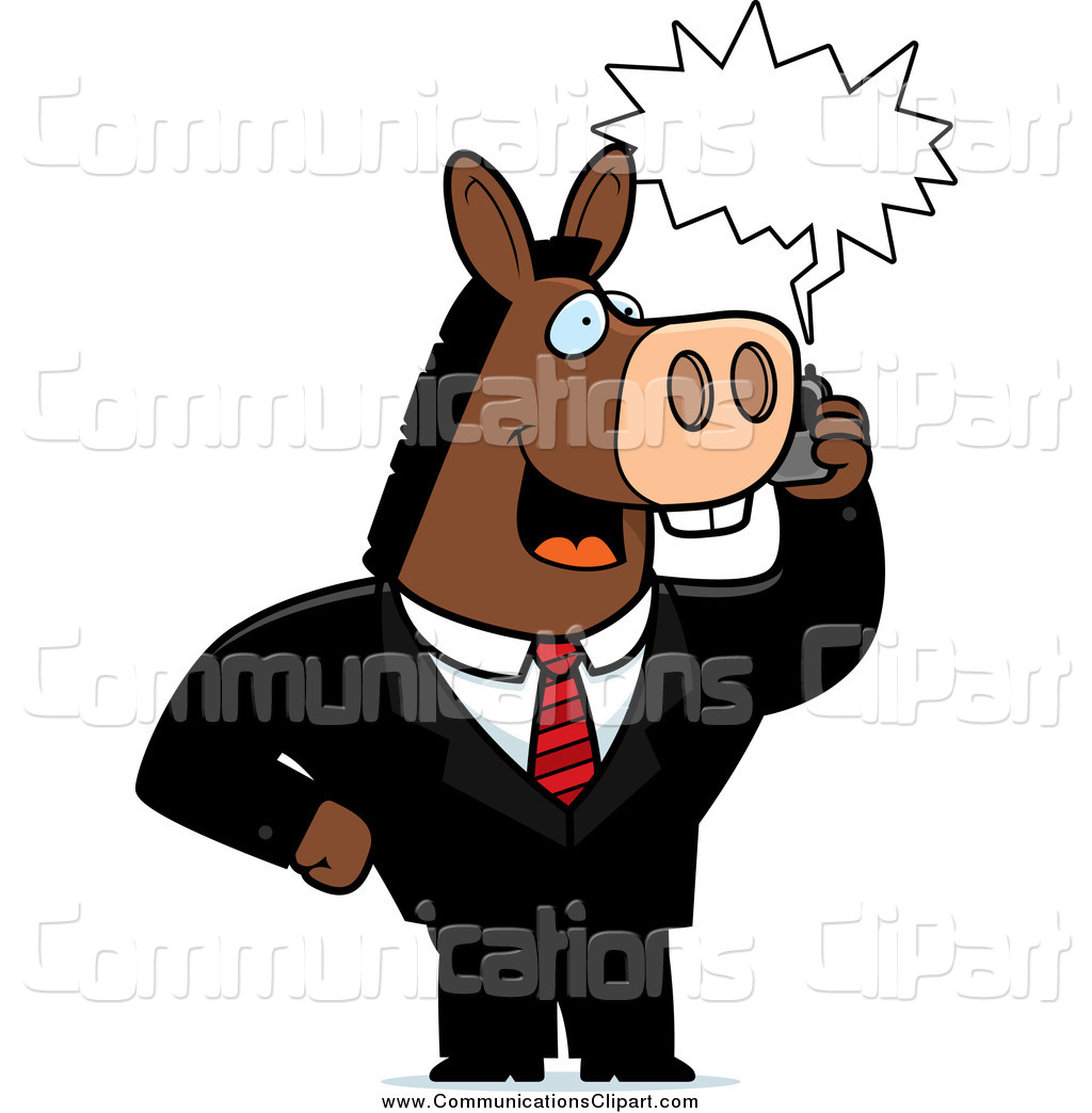 Communication Clipart Of A Donkey Businessman Talking On A Cell Phone