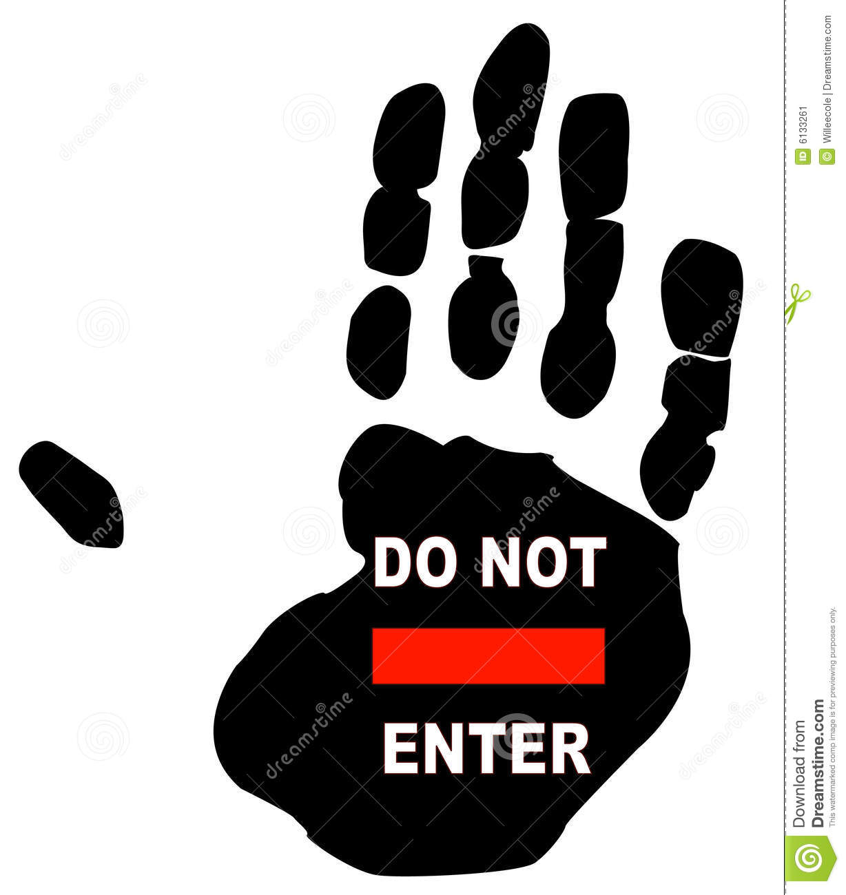 Do Not Enter Sign On The Print Of A Persons Hand