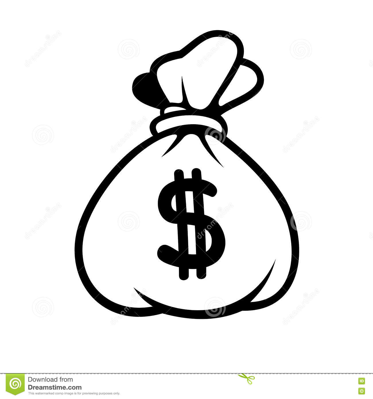 Dollar Money Icon With Bag On White Background  Vector Illustration