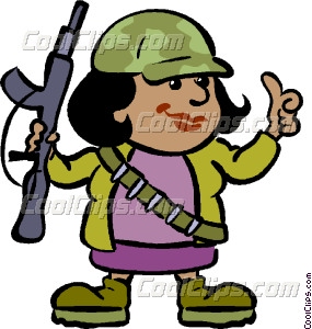 Female Soldier With A Gun Vector Clip Art