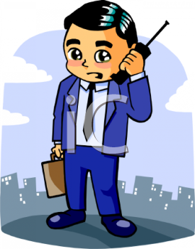 Free Clipart Image  Cartoon Of A Businessman Using His Cell Phone
