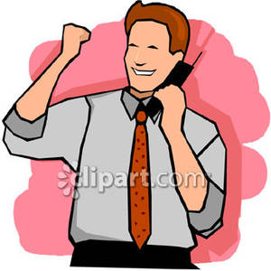 Happy Businessman On The Phone   Royalty Free Clipart Picture