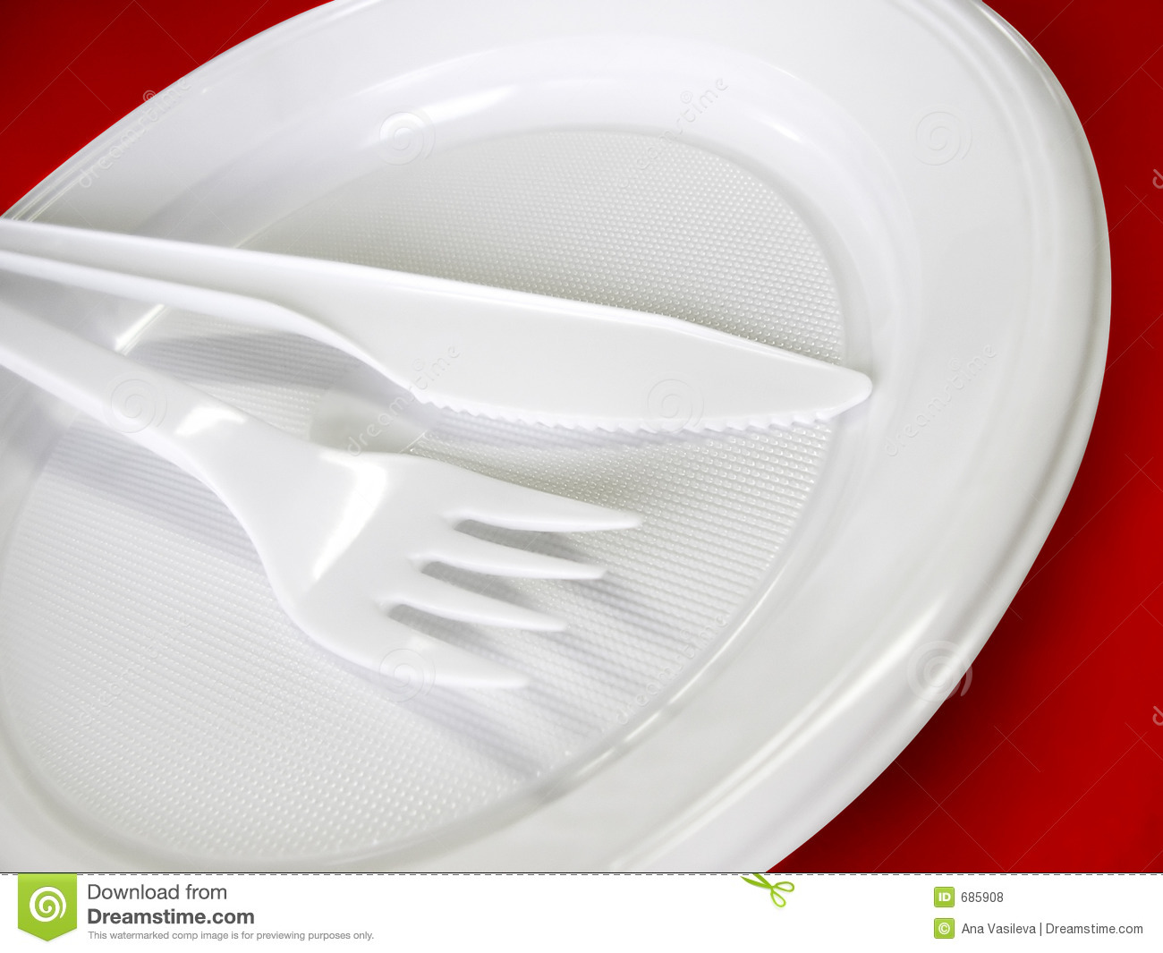 Plastic Tableware   Knife Fork And Plate Royalty Free Stock Photos    