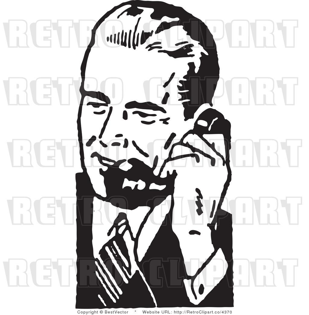 Royalty Free Retro Businessman Using A Phone By Bestvector    4370