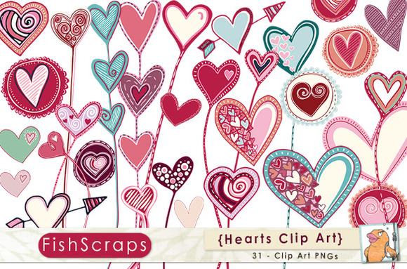 Valentine Love Hearts   Clip Art Graphics Have Been Hand Drawn By Me